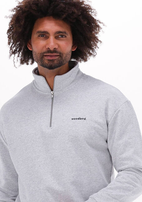 Grijze WOODBIRD Sweater LASS BASE HALF-ZIP - large