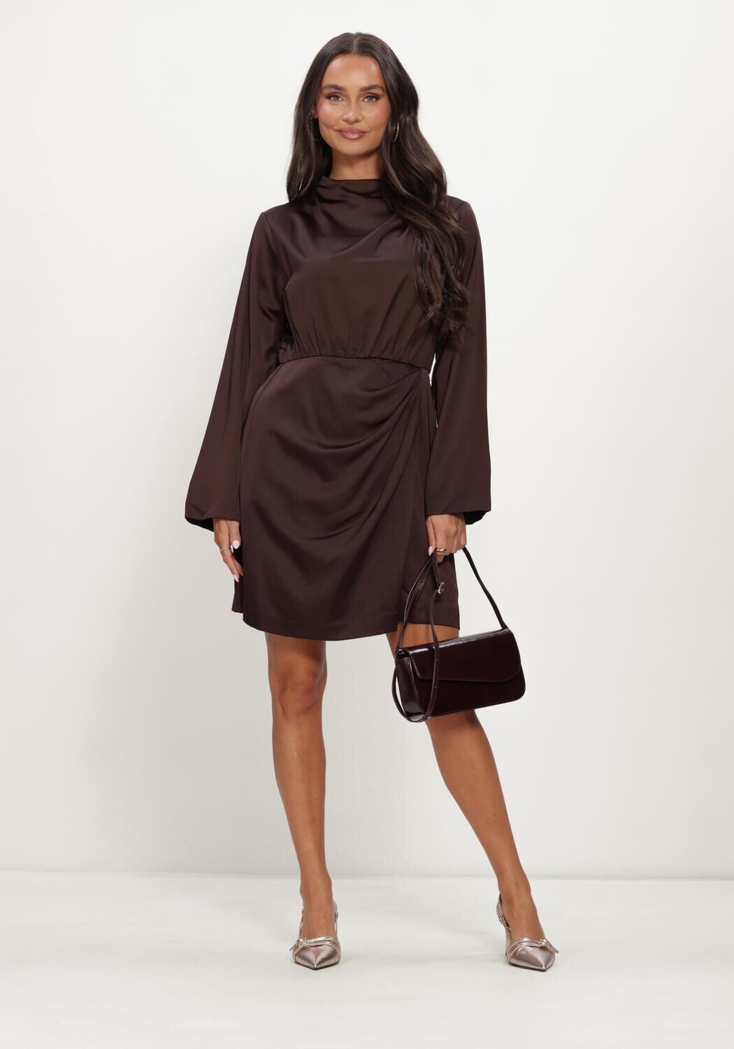 Y.A.S. YAS Dames Jurken Yasbista Ls Dress Bruin