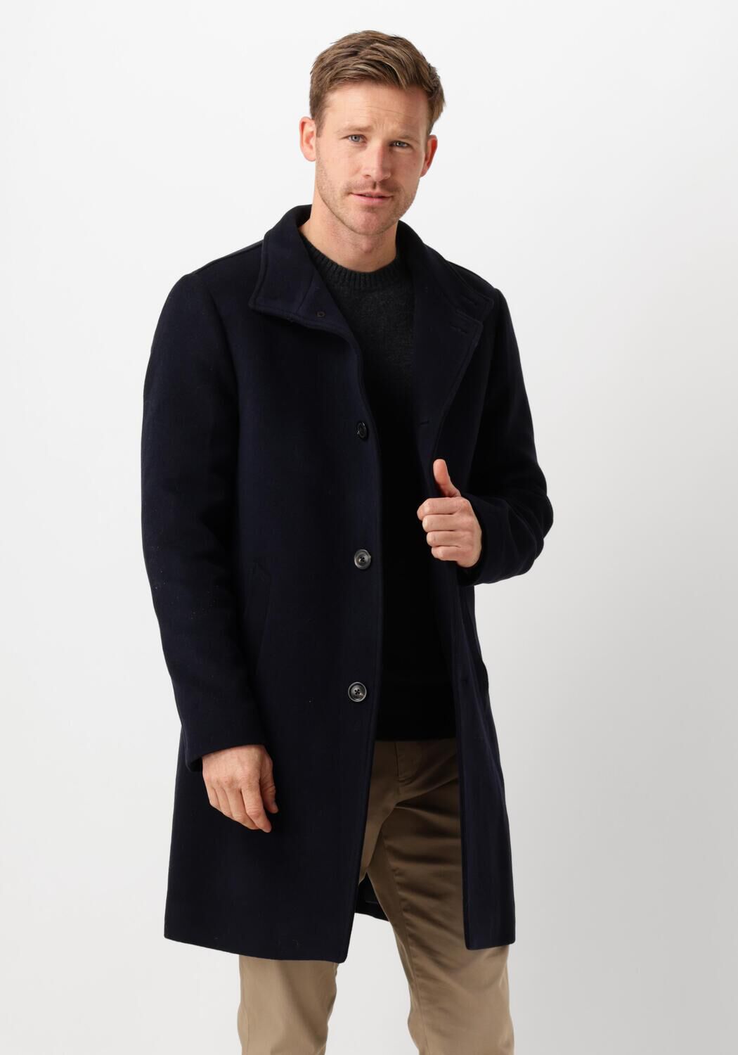 TOMMY HILFIGER Heren Jassen Dc Stand Collar Wool Mix Coat Donkerblauw