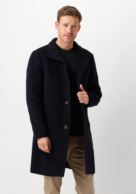 Donkerblauwe TOMMY HILFIGER Mantel DC STAND COLLAR WOOL MIX COAT - large