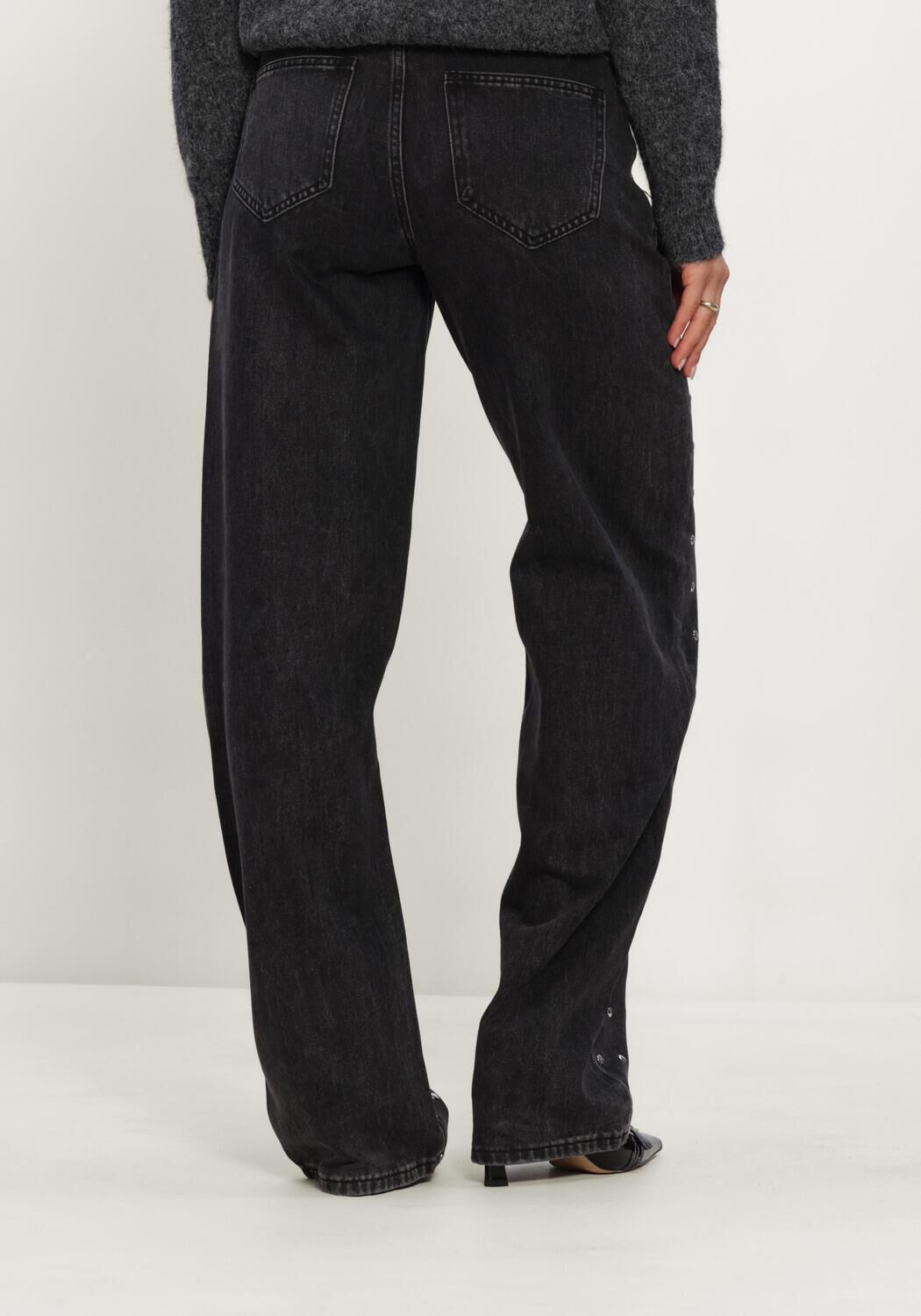 Zwarte HAUTE L'AMITI&Eacute; Straight leg jeans FLIP WAIST RIVET TALL JEANS - large