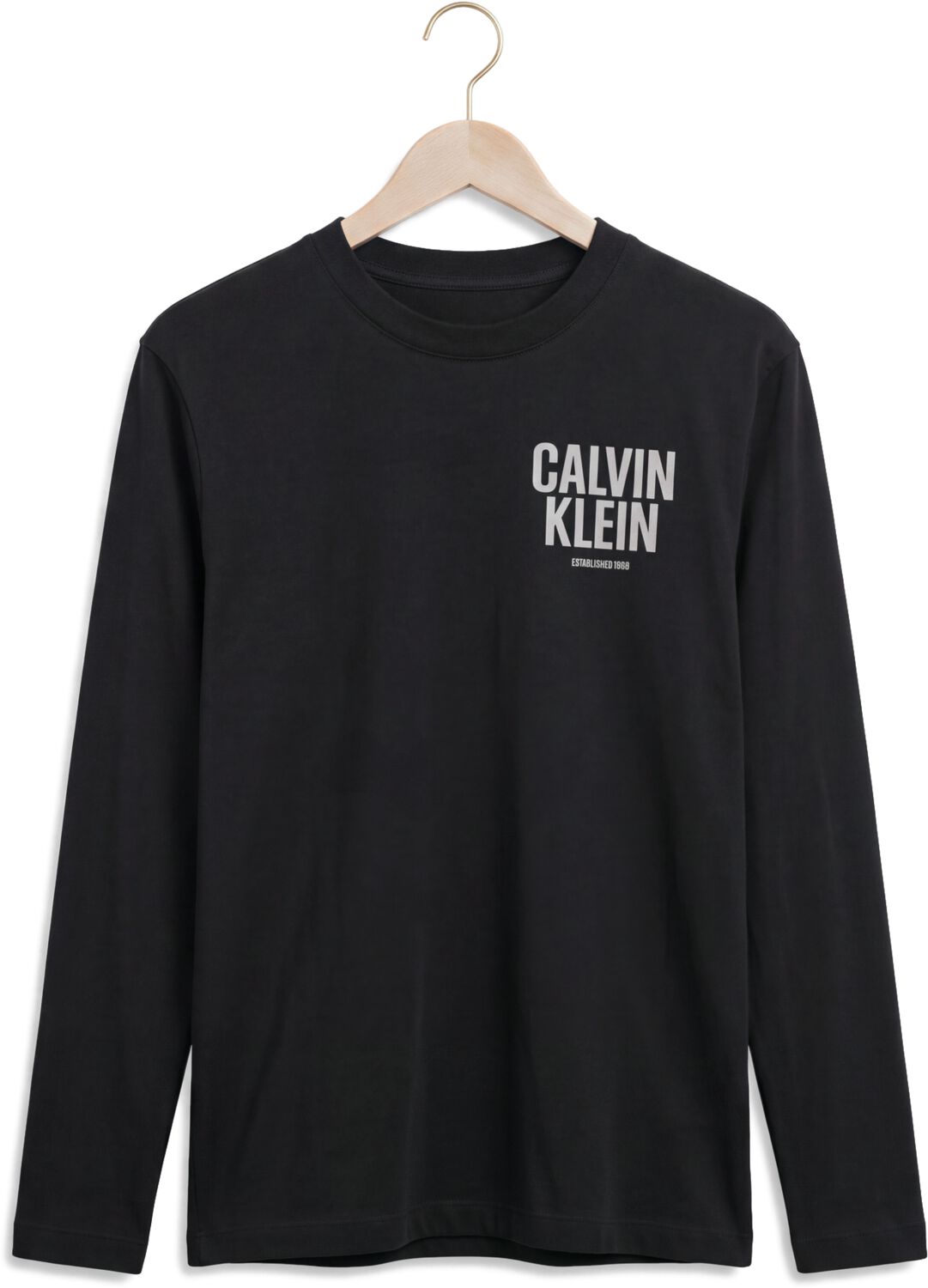 CALVIN KLEIN Heren Polo's & T-shirts Ls 30s Eu Block Front Calvin Tee Zwart