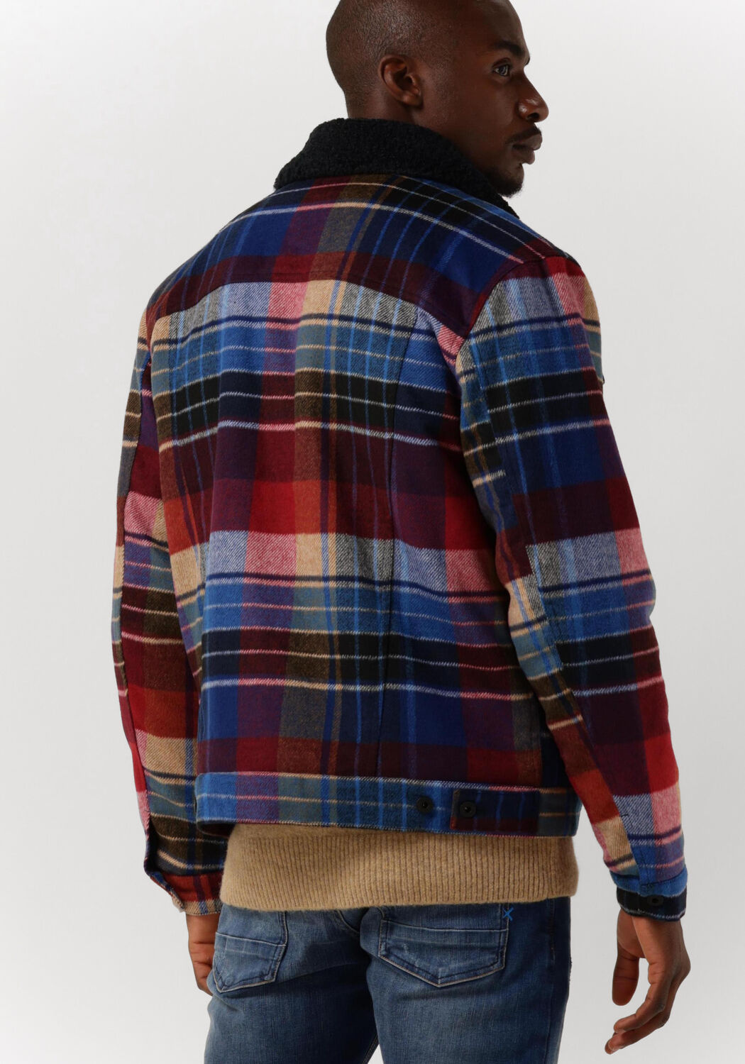 multi scotch soda jack sherpa lined trucker jacket