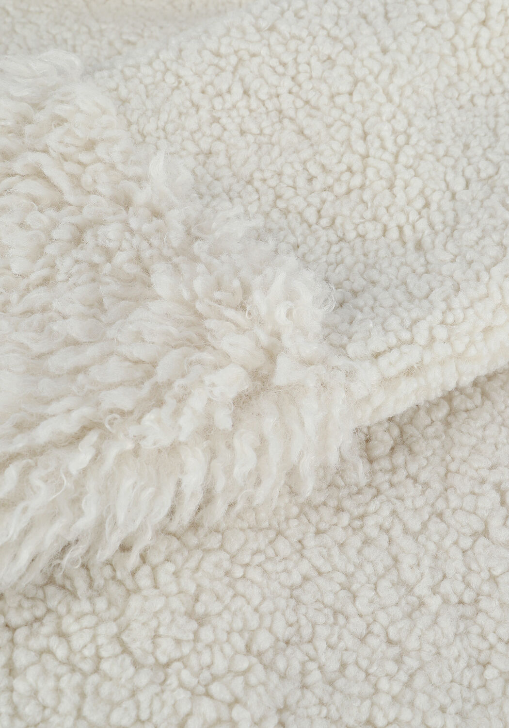 Creme BEAUMONT Teddy jas LONG REVERSIBLE LAMMY MIX COAT - large