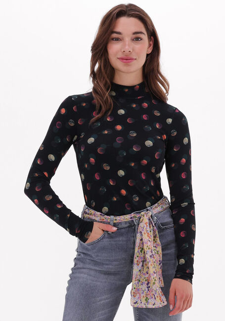 Zwarte SCOTCH & SODA T-shirt MOCK NECK ALLOVER PRINTED SLIM-FIT TOP - large
