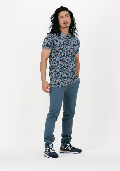 Grijze DSTREZZED Polo BOWIE POLO AQUA PALM PIQUE - large