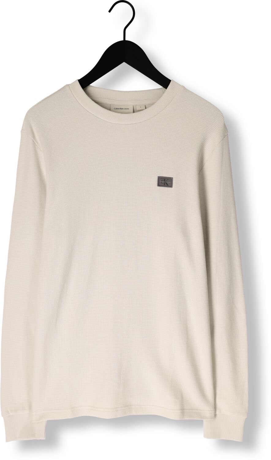 CALVIN KLEIN Heren Truien & Vesten Woven Label Waffle Ls Tee Beige