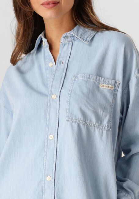 Lichtblauwe CALVIN KLEIN Mini jurk TENCEL LOOSE SHIRT DENIM DRESS - large