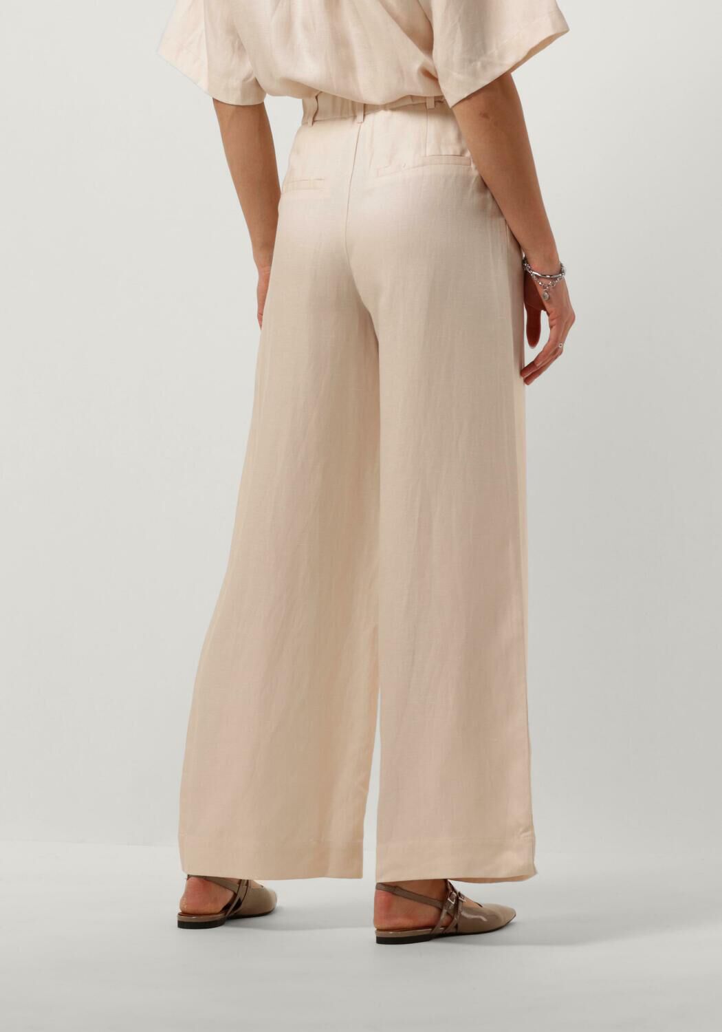 SELECTED FEMME Dames Broeken Slflyra Hw Wide Linen Pant Beige