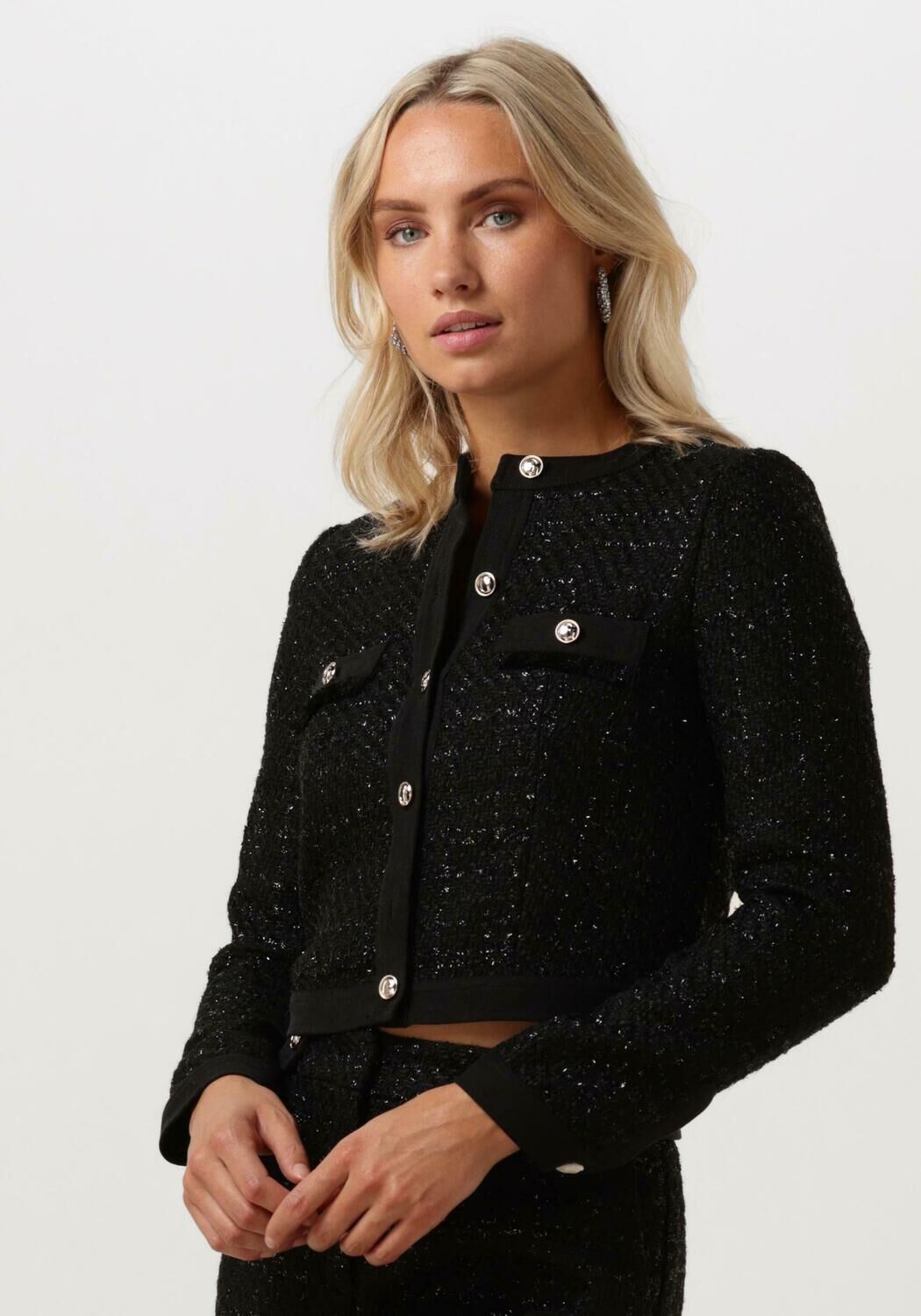 Guess Stijlvolle Tweed Blazer voor Vrouwen Black Dames