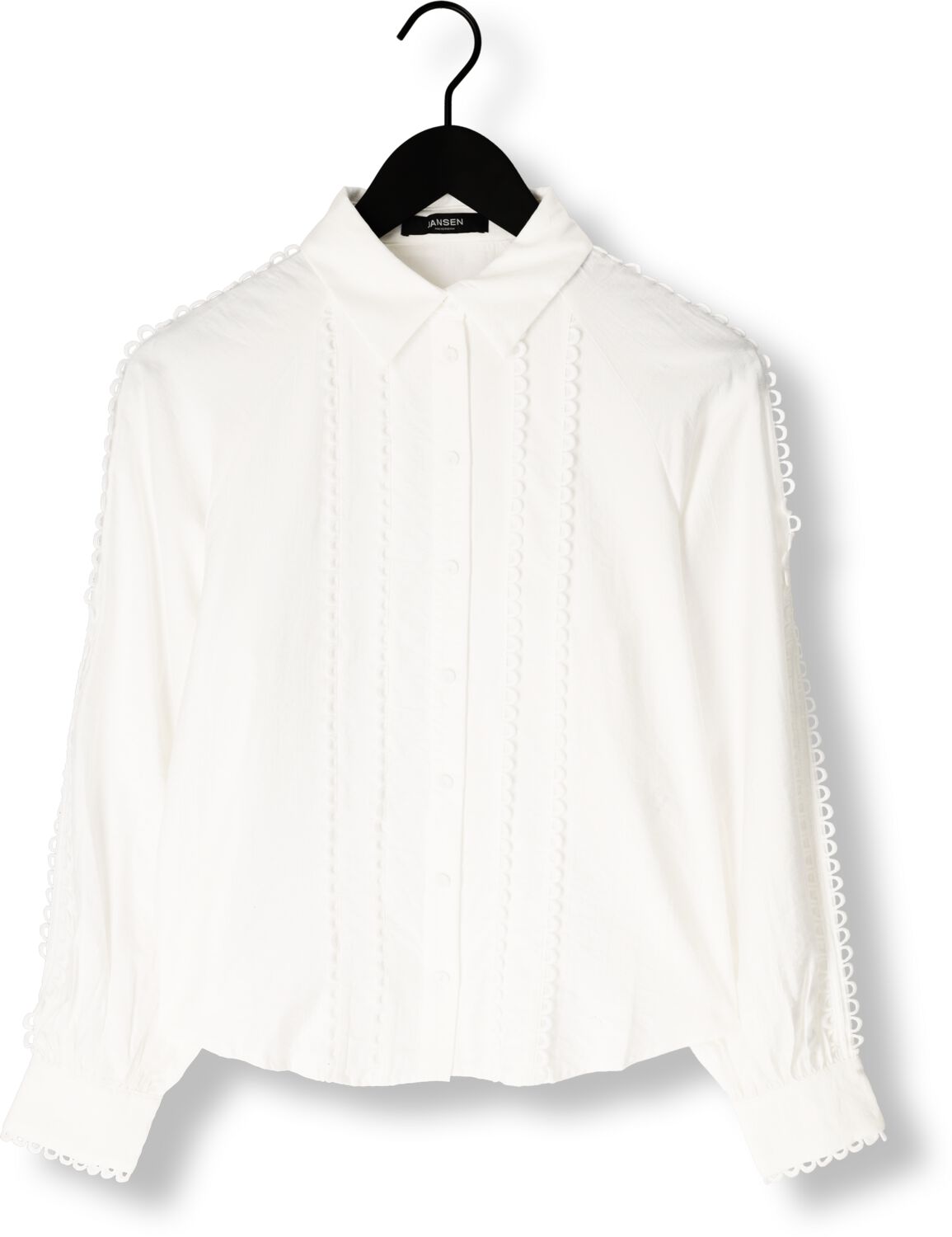 JANSEN AMSTERDAM Dames Blouses Indi Blouse Fs 793 Long Sleeve Lace Tape Wit