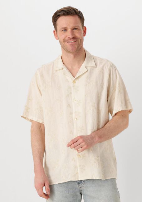 Beige FORÉT Casual overhemd PEER FLOWER JACQUARD SS SHIRT - large
