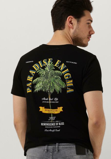 Zwarte PUREWHITE T-shirt TSHIRT WITH SMALL LOGO ON CHEST AND BIG BACK PRINT - large