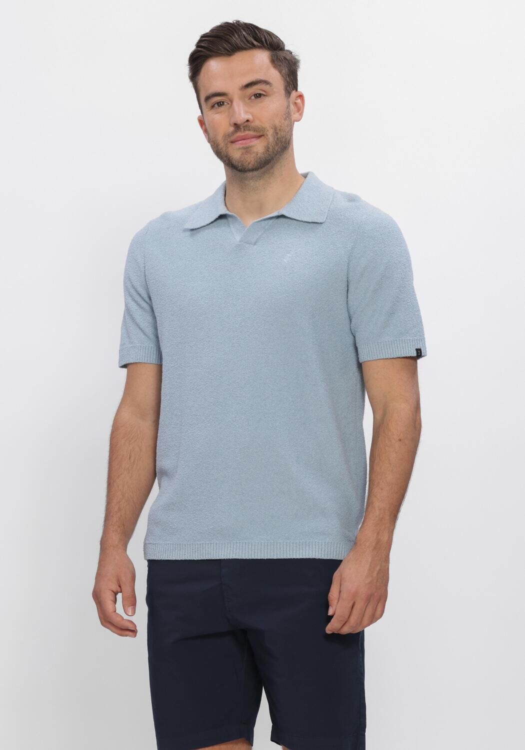 Blauwe BUTCHER OF BLUE Polo BOUCLE KNIT POLO - large