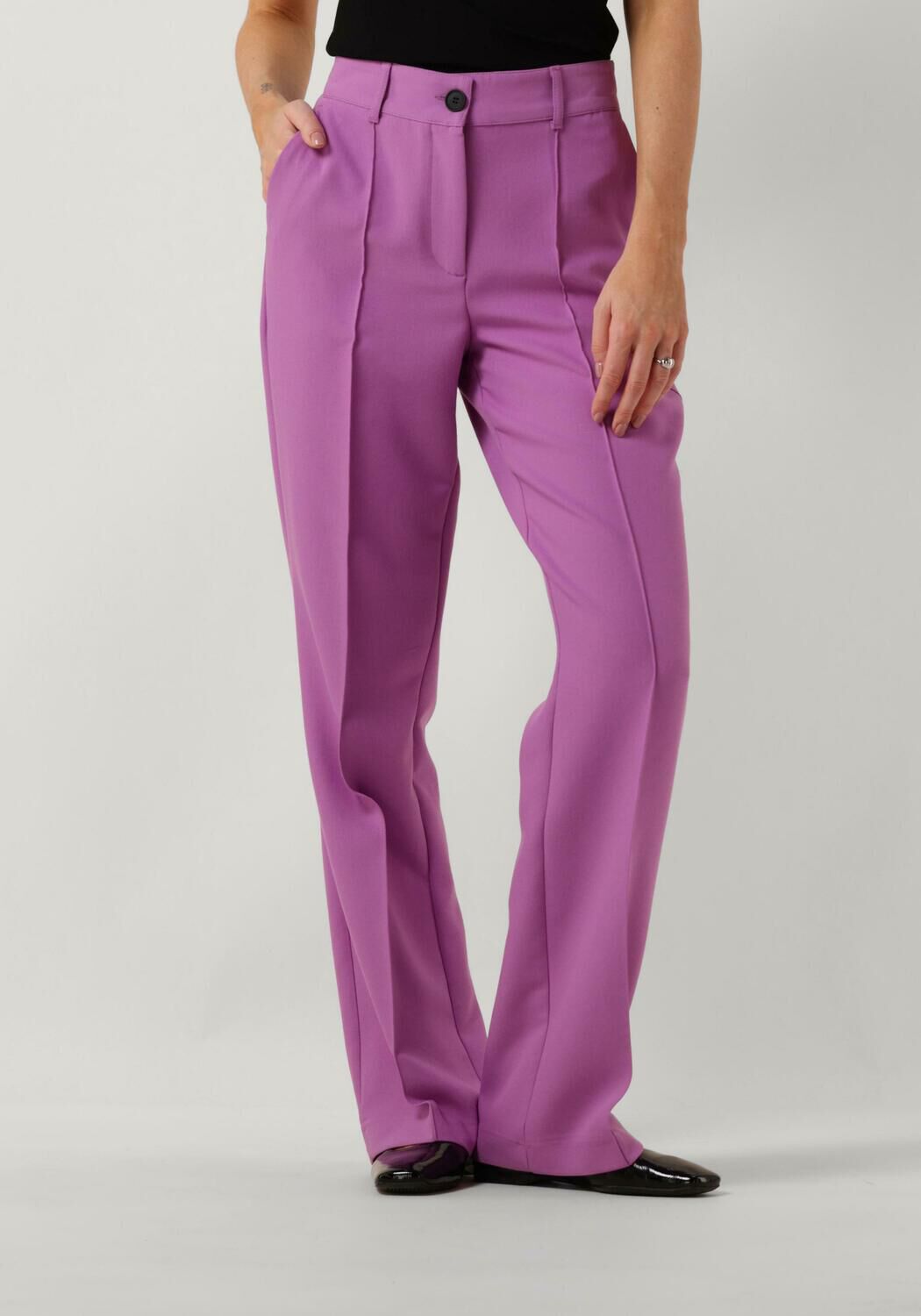 JANSEN AMSTERDAM Dames Broeken Wq417 Woven Wide Long Pants Paars