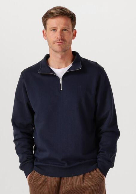 Donkerblauwe LES DEUX Sweater NORREGAARD TONAL HALF-ZIP SWEATSHIRT - large