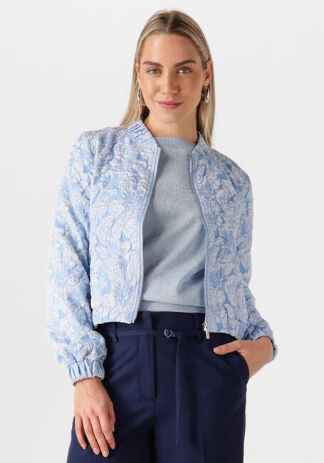 Lichtblauwe JANSEN AMSTERDAM Blazer JOSIEN JASJE J 275 JACQUARD BOMBER LONG SLEEVE - large