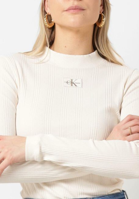 Gebroken wit CALVIN KLEIN Tops & T-shirts BADGE RIB LONG SLEEVE - large