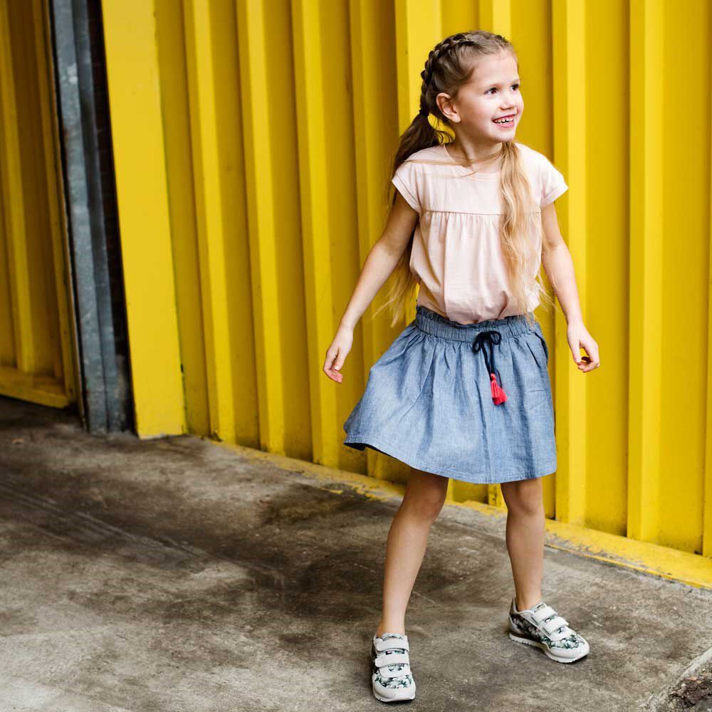 Grijze WODEN WONDER Sneakers NORA FLOWER KIDS | Omoda