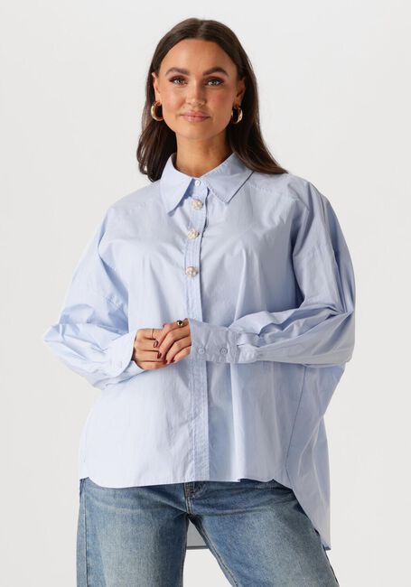 Blauwe SUMMUM Blouses FANCY BUTTON BLOUSE CRISPY POPLIN - large