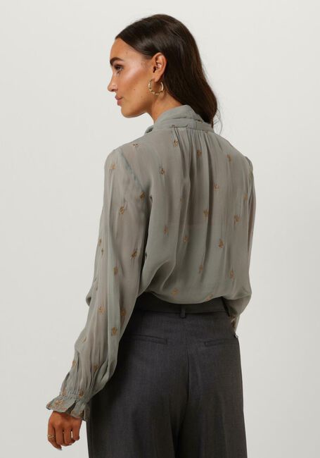 Grijze SCOTCH & SODA Blouses EMBROIDERED TOP WITH TIE NECK - large