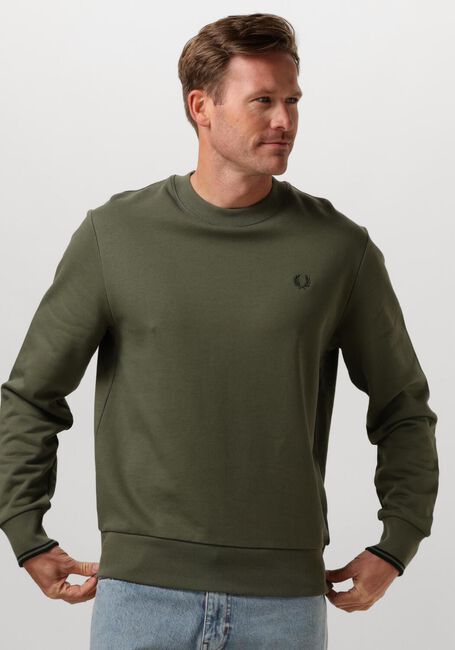 Groene FRED PERRY Trui CREW NECK SWEATSHIRT - large