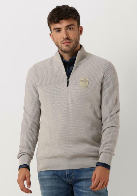 Grijze PME LEGEND Trui HALF ZIP COLLAR COTTON PLATED - large