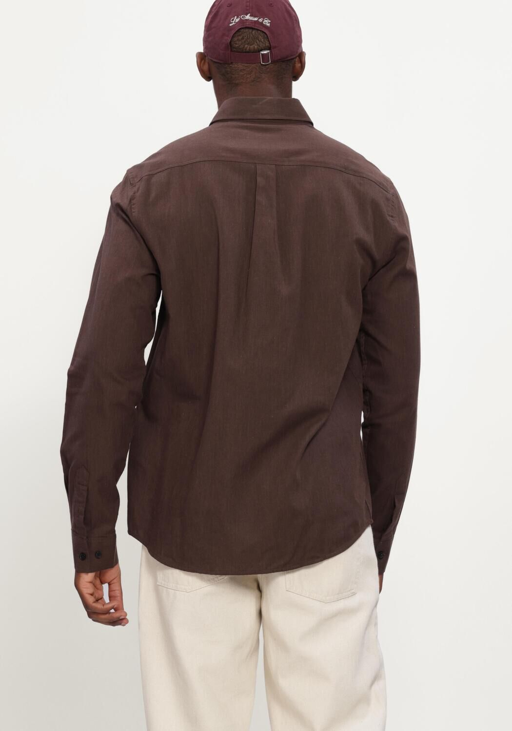 Bruine LES DEUX Klassiek overhemd SOFT FLANNEL SHIRT - large