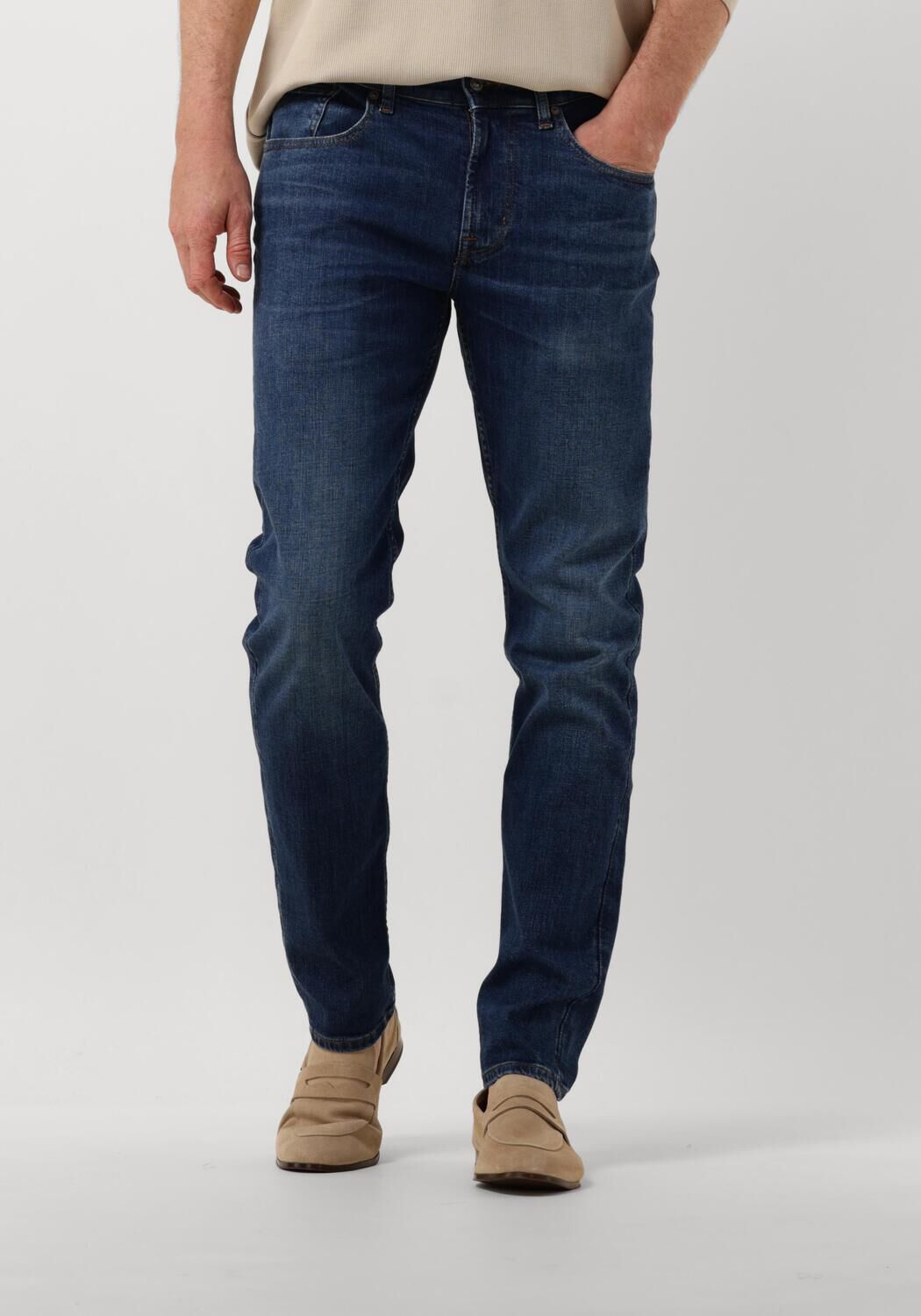 7 For All Mankind Indigo Blue Denim Jeans Tapered Leg Blue Heren