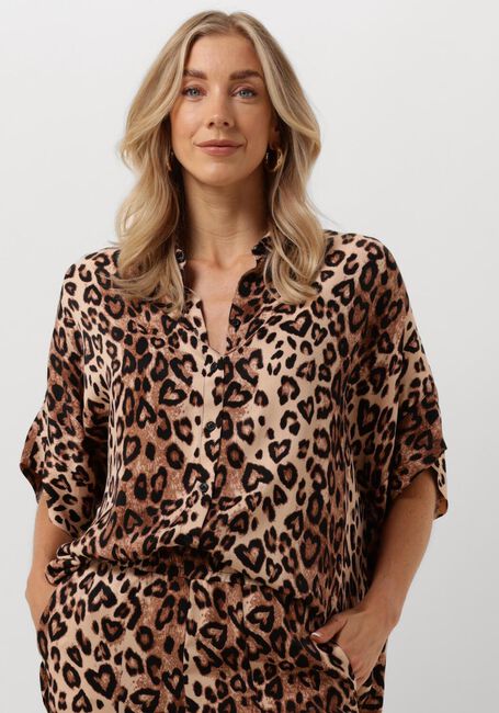 Bruine ALIX THE LABEL Blouses LADIES WOVEN TWILL LEOPARD BOXY BLOUSE - large