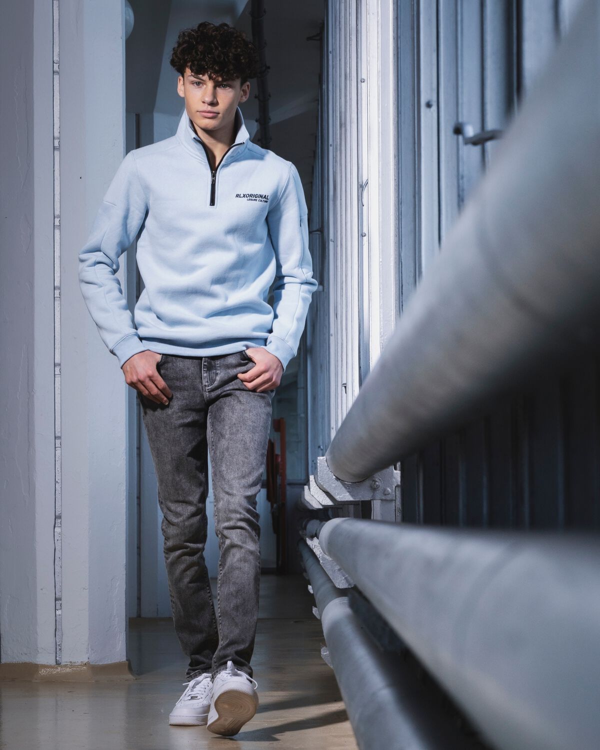 Lichtblauwe RELLIX Sweater SWEATER RELLIX ZIP - large