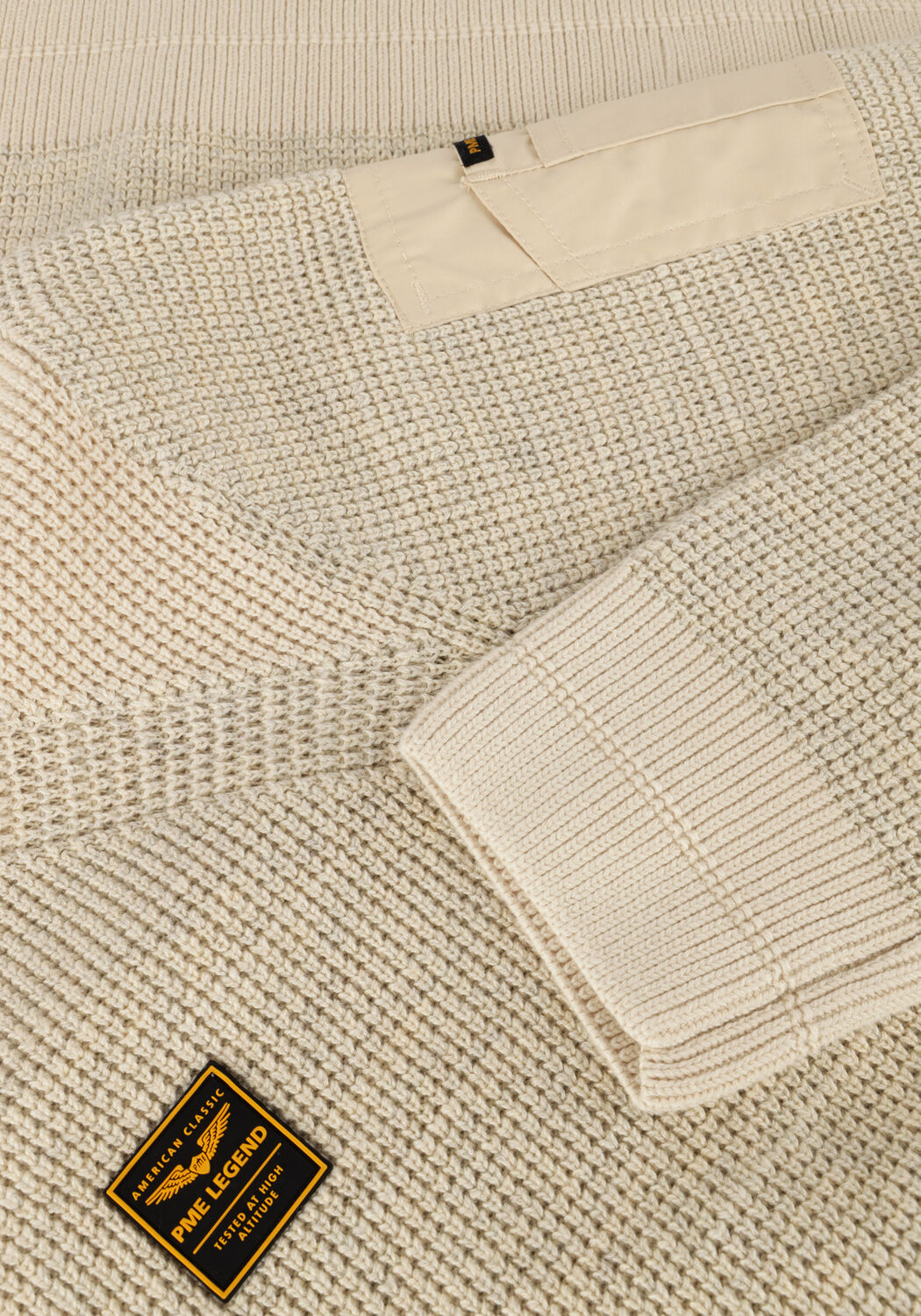 Beige PME LEGEND Trui R-NECK COTTON RIB MELEE KNIT - large
