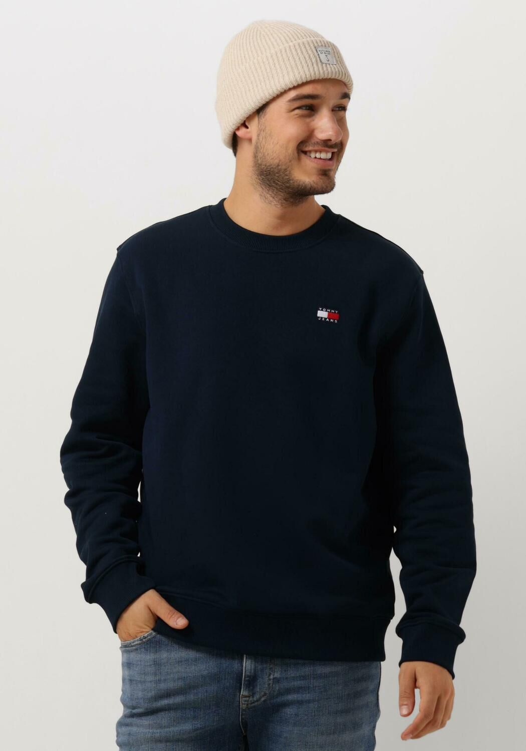 TOMMY JEANS Heren Truien & Vesten Tjm Reg Badge Crew Ext Donkerblauw