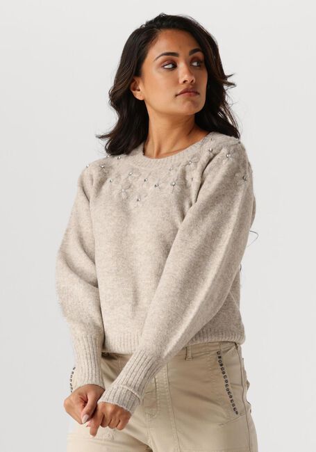 Beige SUMMUM Trui SWEATER WOOL ELASTANE BLEND KNIT - large