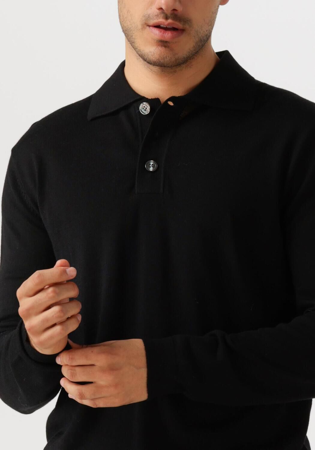 SELECTED HOMME Heren Truien & Vesten Slhtray Ls Knit Merino Polo Zwart