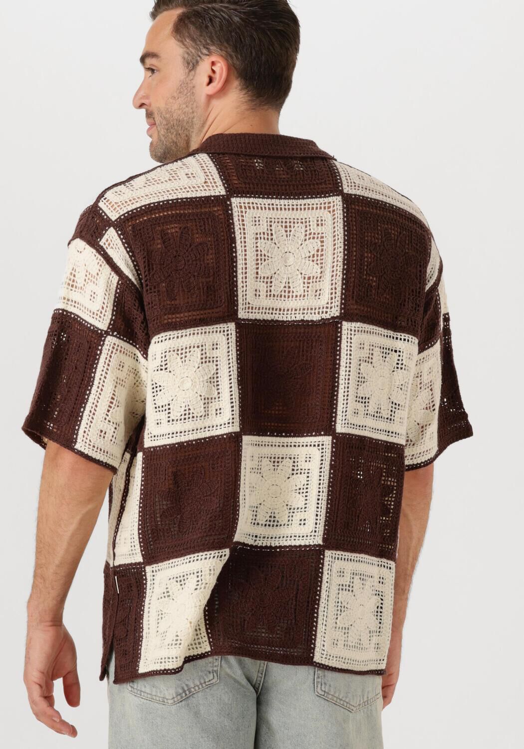 WOODBIRD Heren Overhemden Wbbanks Crochet Knit Bruin