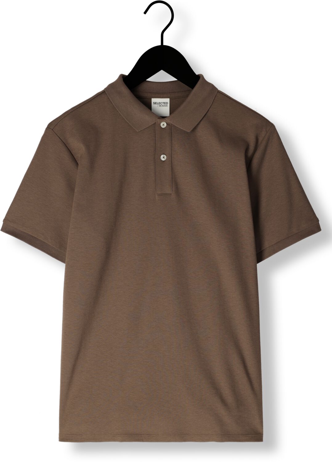 SELECTED HOMME Heren Polo's & T-shirts Slhslim-toulouse Ss Polo Noos Bruin