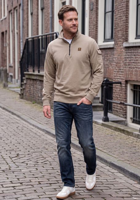 Beige PME LEGEND Trui HALF ZIP COLLAR INTERLOCK JERSEY - large