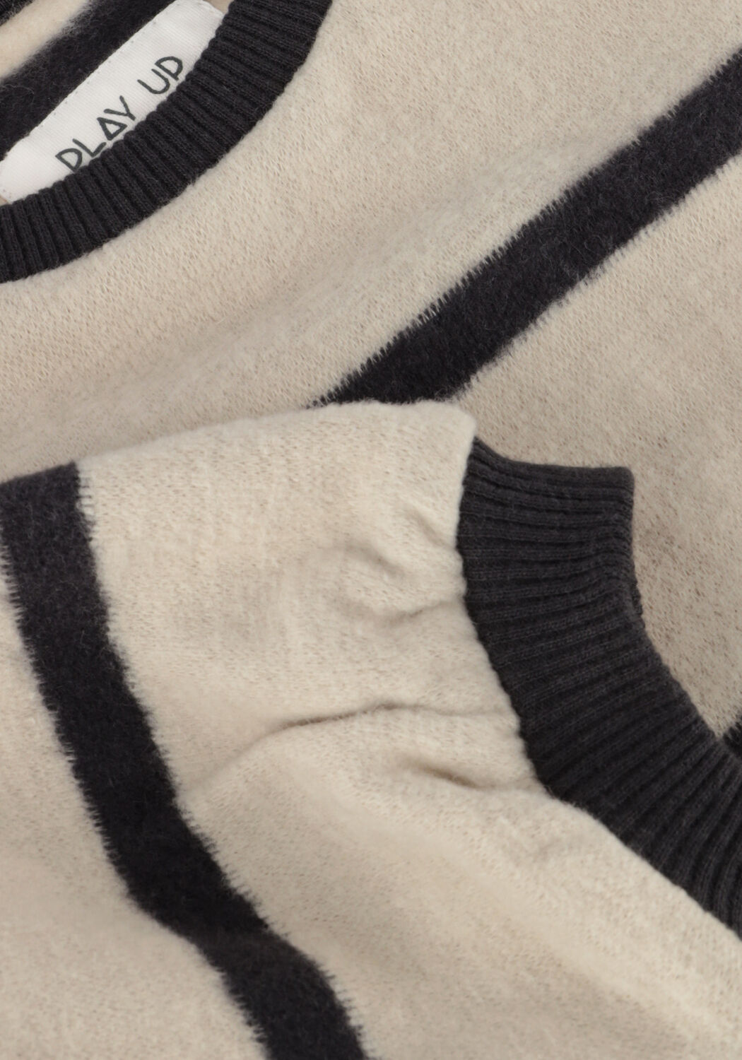 Beige PLAY UP Sweater STRIPED JERSEY SWEATER RUFFLE - large