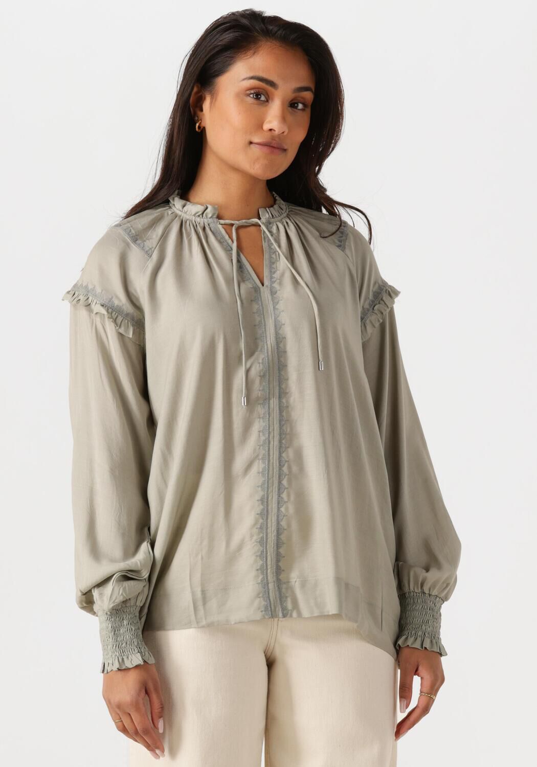 MOS MOSH Dames Blouses Mmmarb Sansa Emb Blouse Beige