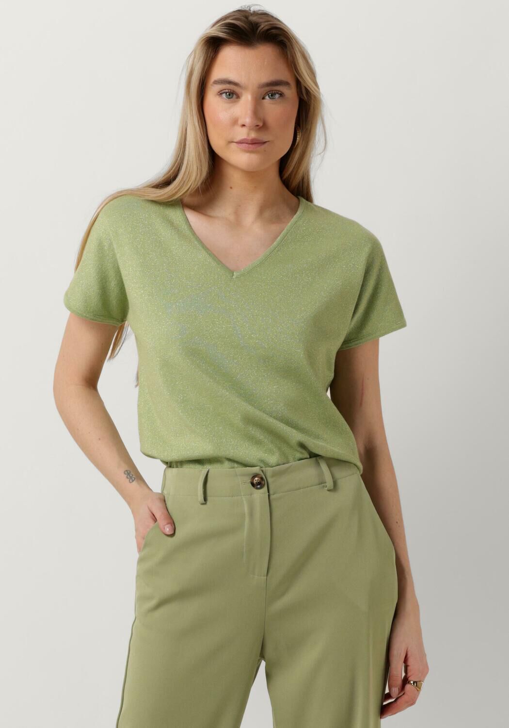 YDENCE Dames Tops & T-shirts Knitted Top Sammy Groen