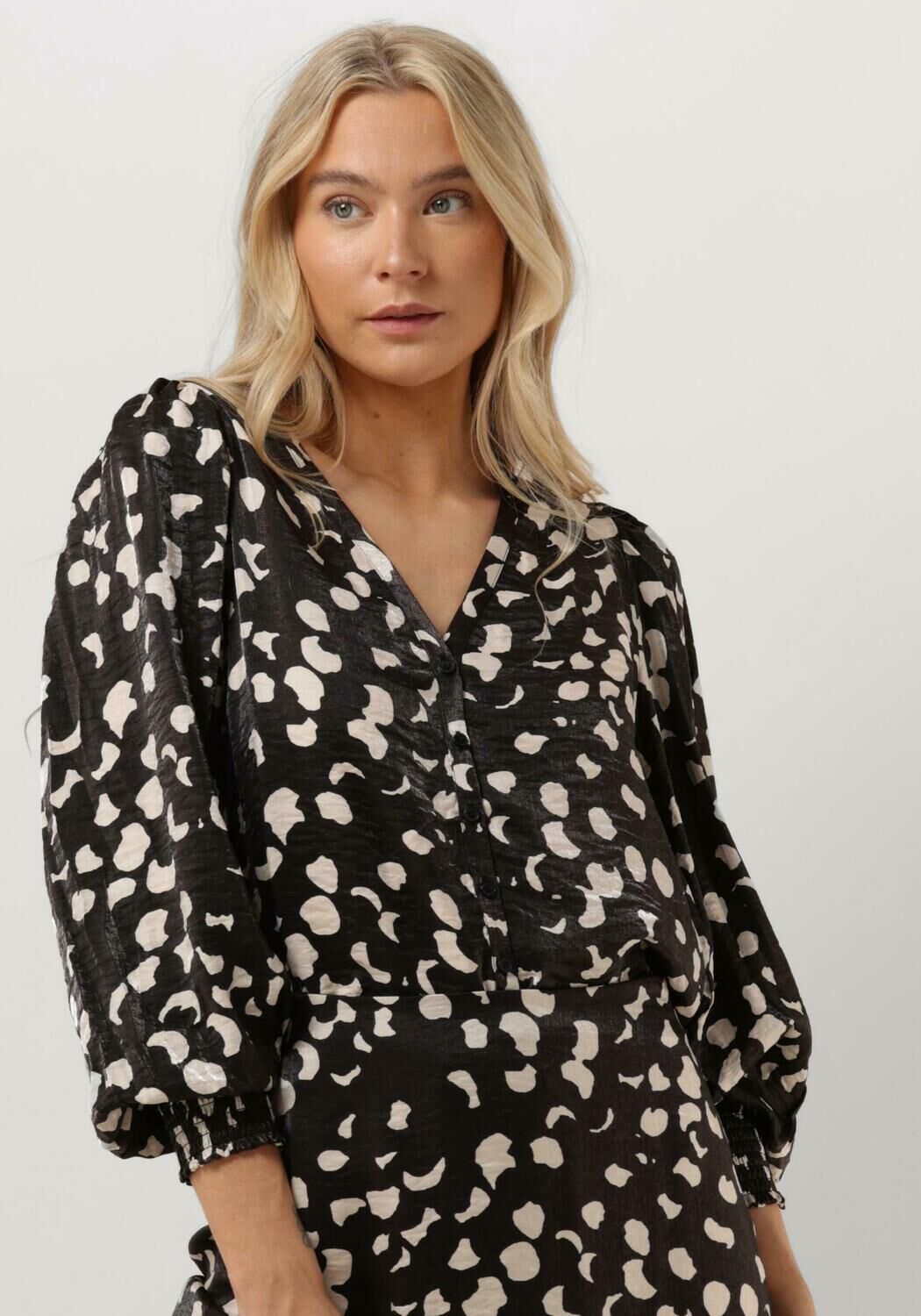 OBJECT blouse OBJOMIKA met all over print zwart ecru