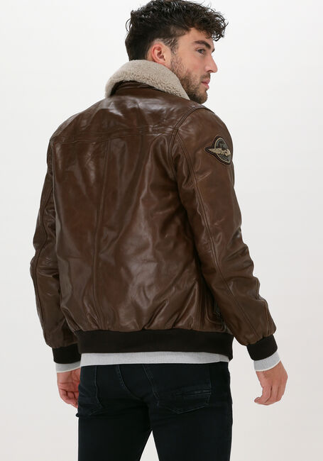 Bruine PME LEGEND Leren jas BOMBER JACKET HUDSON BUFF LEAT - large