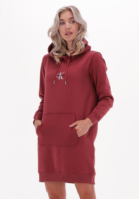 Bruine CALVIN KLEIN Mini jurk MONOGRAM HOODIE DRESS - large