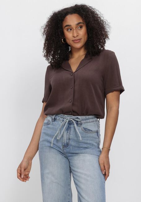 Bruine OBJECT Blouses OBJSANNE S/S RE SHIRT - large
