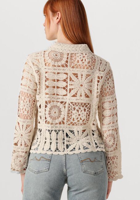 Ecru SUMMUM Vest SHORT CARDIGAN FLOWER CROCHET KNIT - large