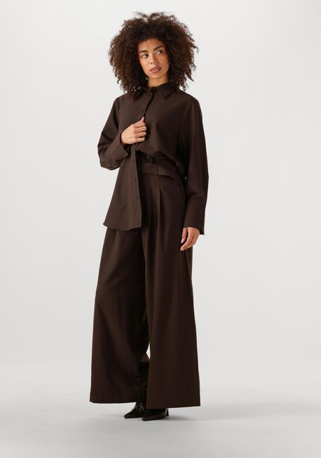 Bruine MY ESSENTIAL WARDROBE Wijde broek VITTAMW HIGH WIDE PANT - large