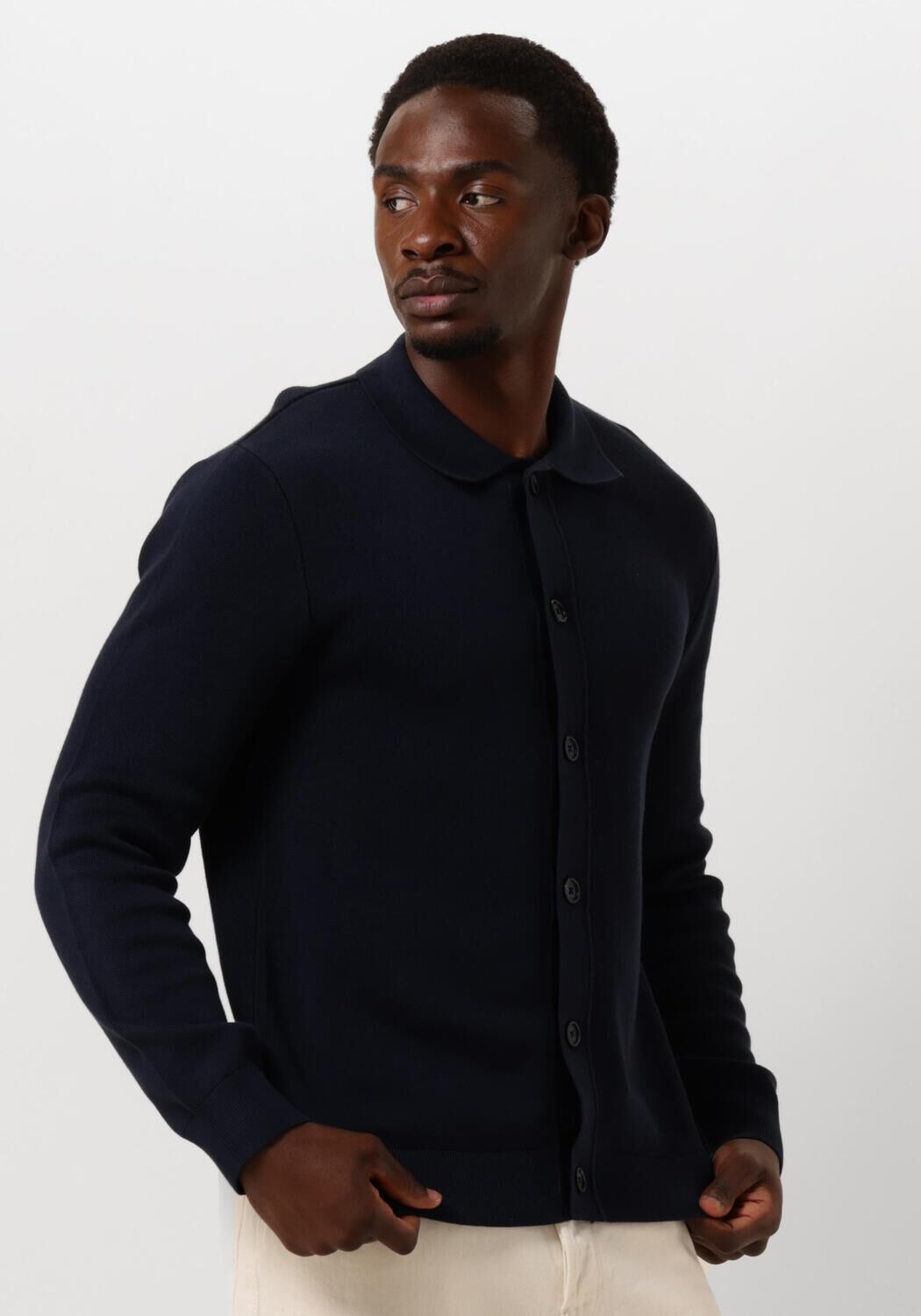 SELECTED HOMME Heren Truien & Vesten Slhmattis Ls Knit Polo Cardigan Donkerblauw