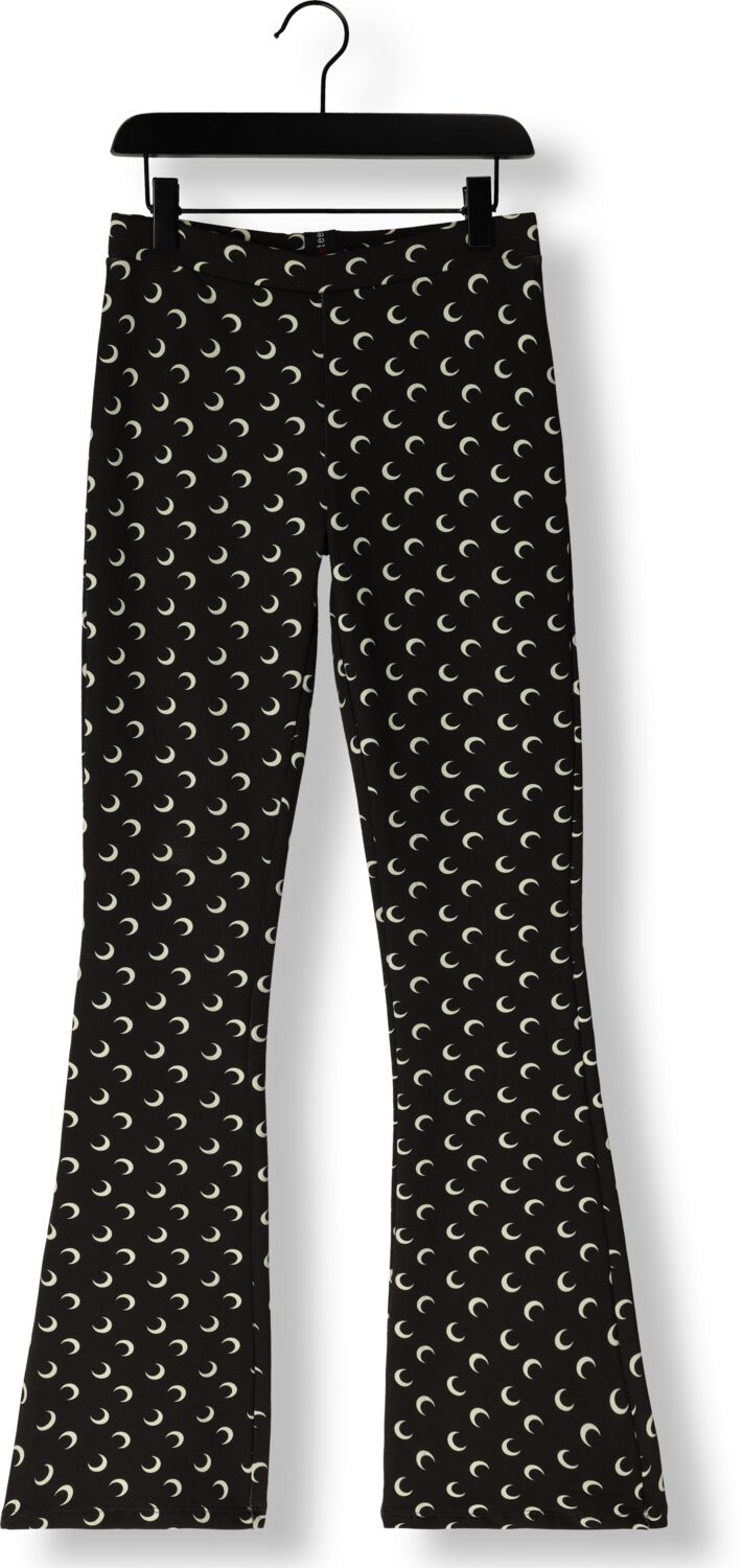 LOOXS 10sixteen flared broek met all over print zwart ecru