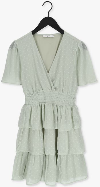 Groene NA-KD Mini jurk DOBBY SMOCKED FLOUNCE DRESS - large